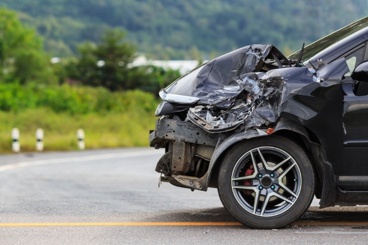 side profile of a wrecked car after a hit and run accident